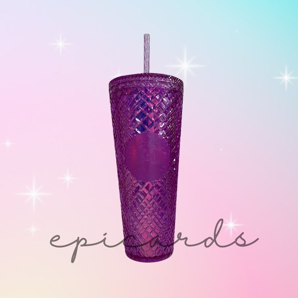 Starbucks Valentines 2023 Purple Pink Taffy Jeweled Cold Cup Tumbler Venti 24 oz - Picture 1 of 5